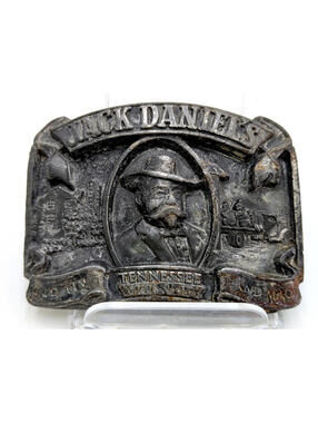 VTG Pewter Belt Buckle Jack Daniels Whiskey Arraya Grande Buckle Bergamot-BROKEN